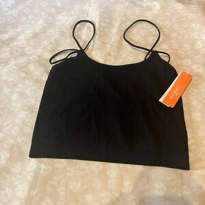 Colsie Black Cropped Camisole Bra with ribbed material size small NWT